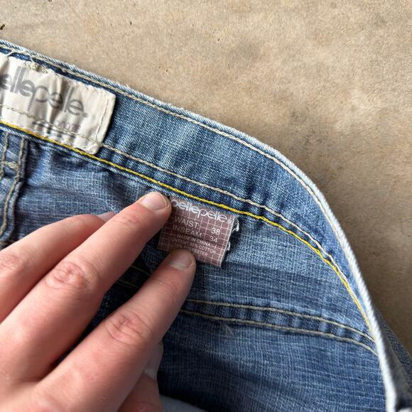 VINTAGE PELLE PELLE JEANS BAGGY Y2K 00S SKATE GRUNGE FITS 38X32 - Picture 6 of 6